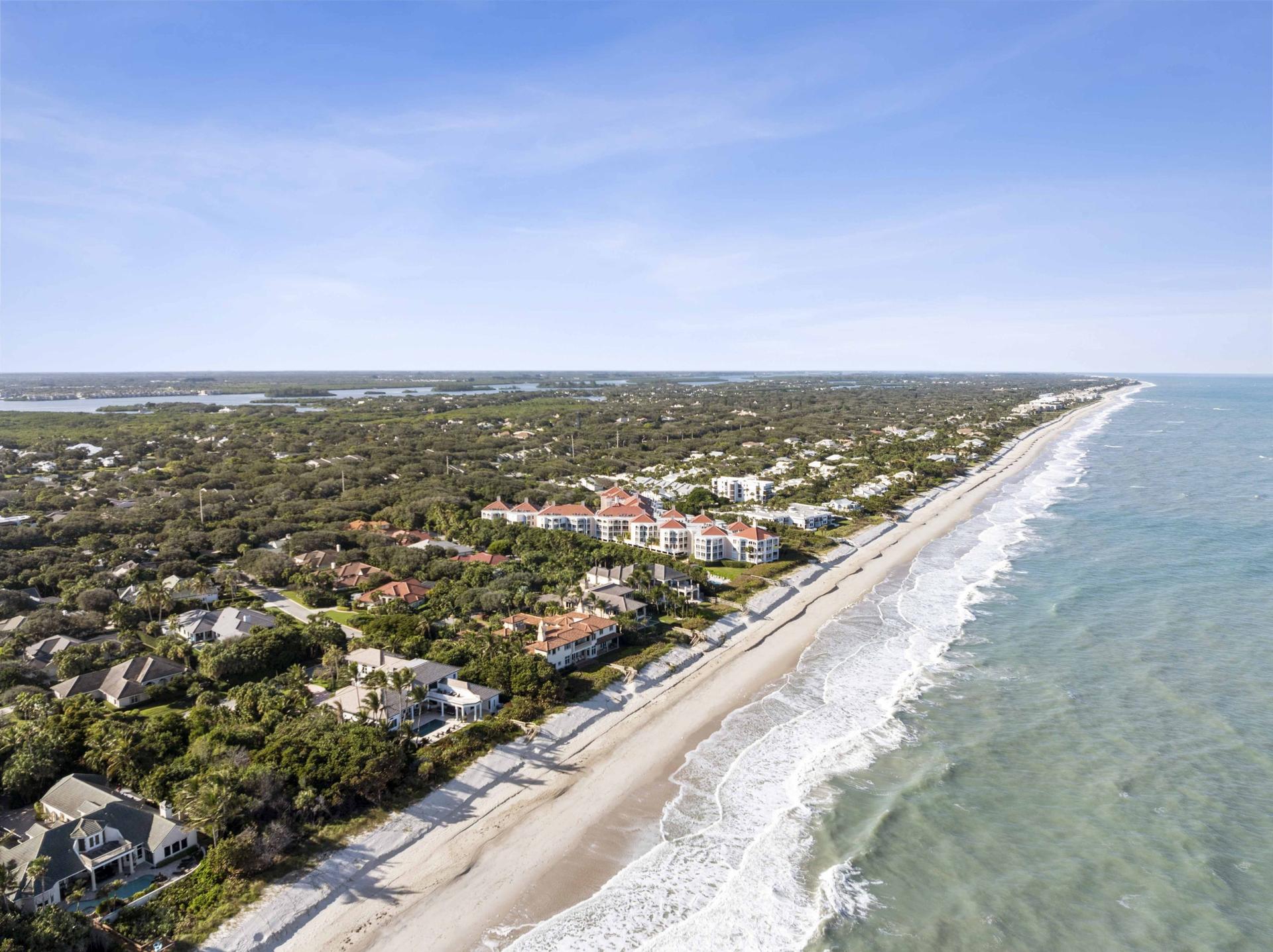 Aerial view of the Vero Beach coastline and barrier island communities